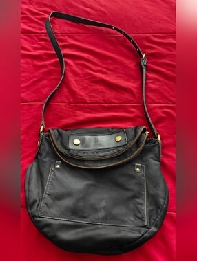Marc Jacobs Black Nylon Crossbody Shoulder Bag with Gold Hardware